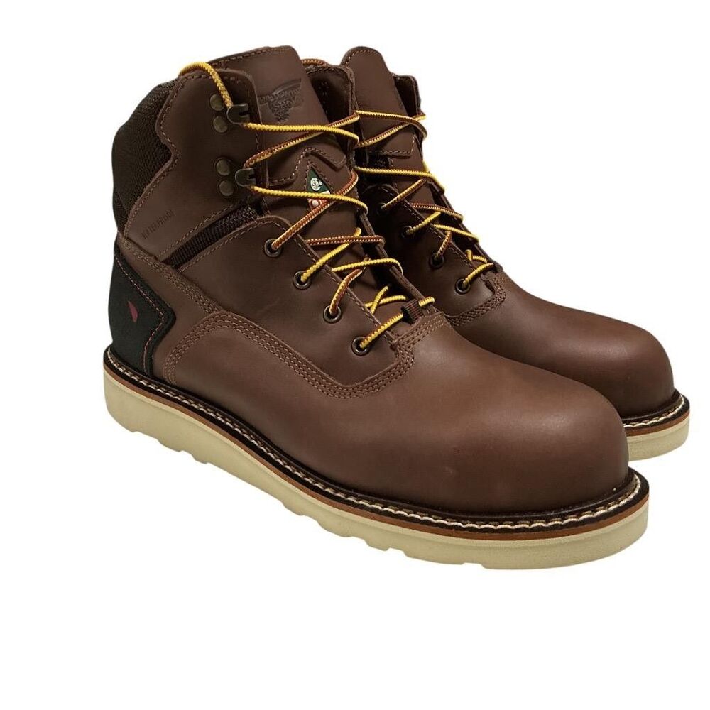 Red Wing Men’s Lace-up CSA Safety Toe Work Boots 9D Brown Slip Oil Resistant NEW